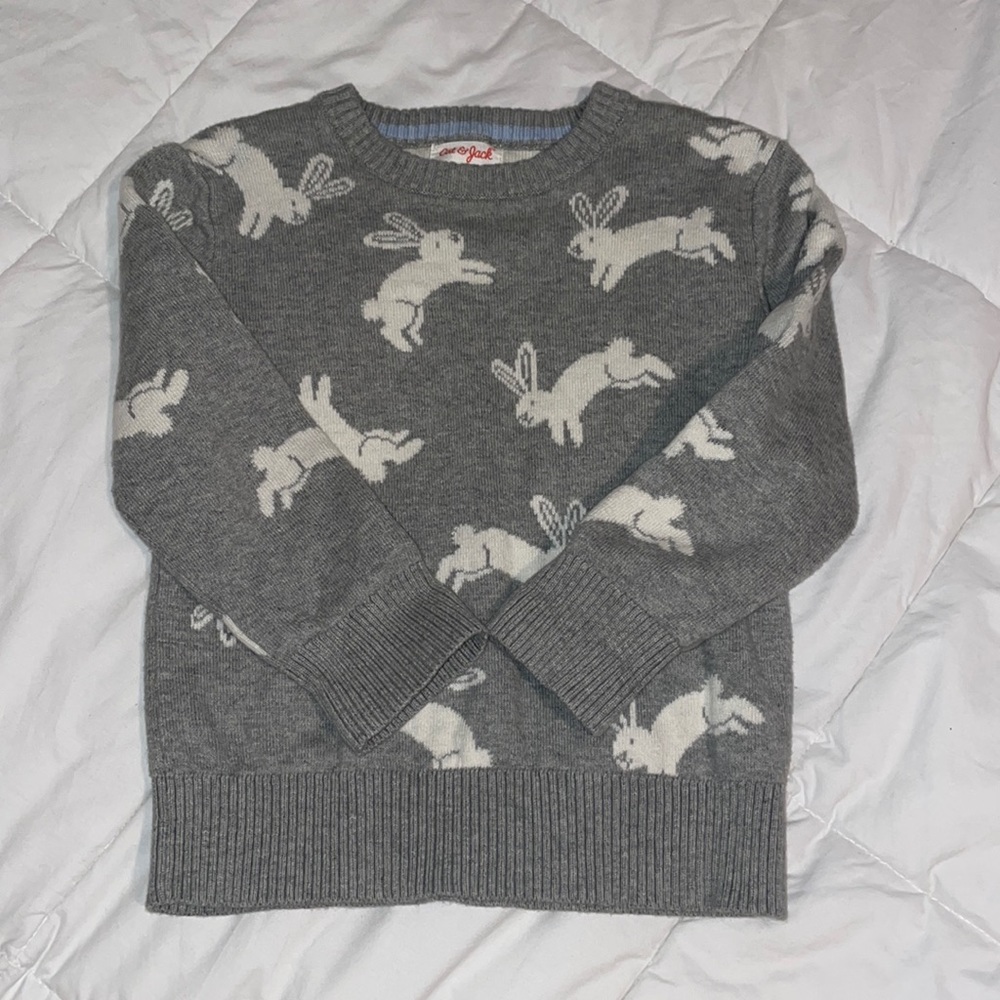 Bunny sweater.  Super soft!  Cat and Jack 4T.  Gray/white.